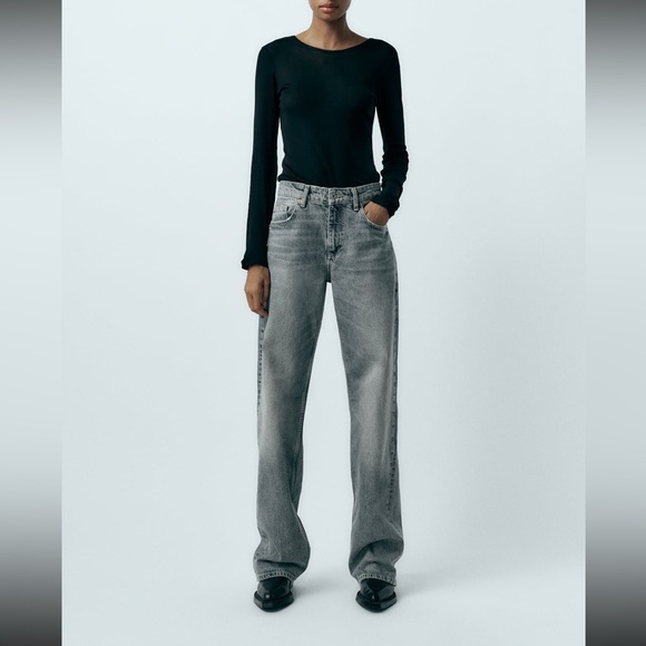 Zara full length trf mid-length wide leg jeans - Picture 3 of 6